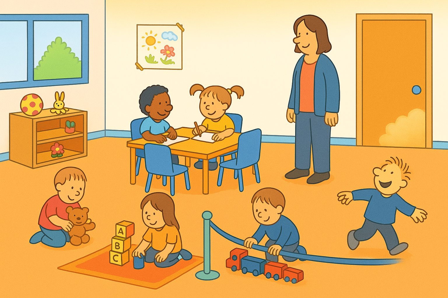 Tecknad bild på förskola.